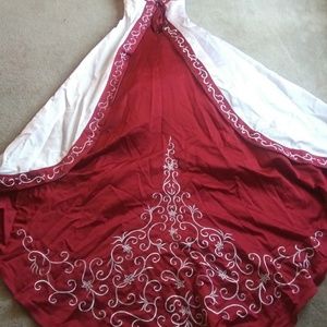 Red and white wedding dress